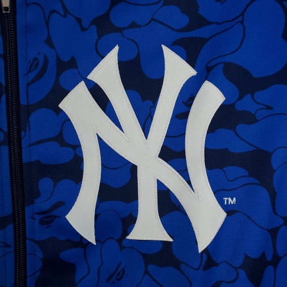 BAPE New York Yankees Mitchell & Ness MLB Medium Zip Up Jacket Blue White NWT - Picture 3 of 9